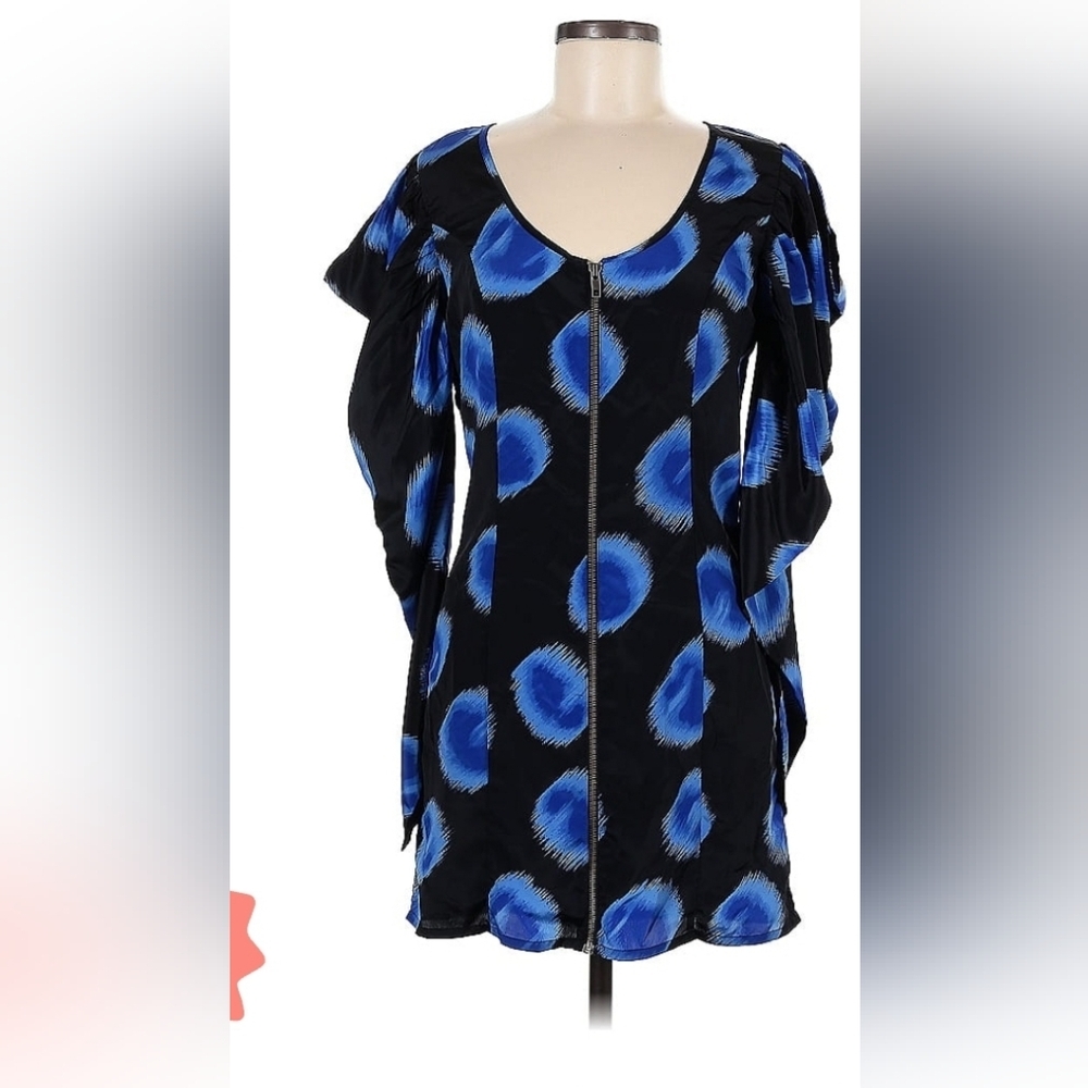 ASOS Blue and Black Zip-Front Dress Sz 6 - Picture 2 of 4